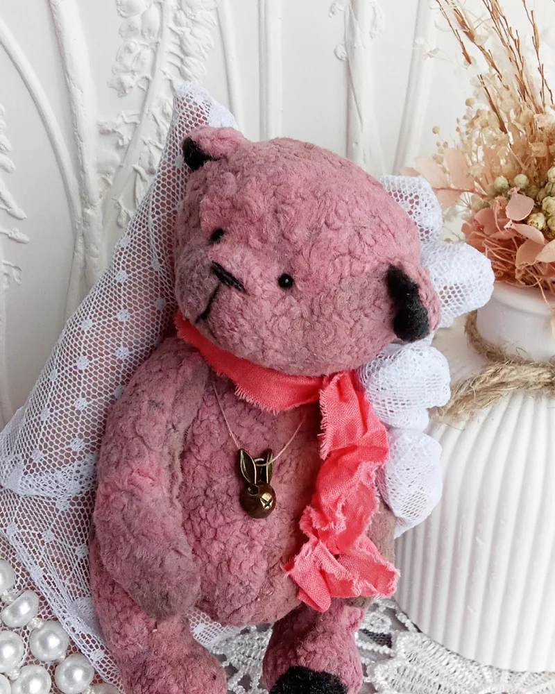 Розовый мини-мишка Тедди, 10 см