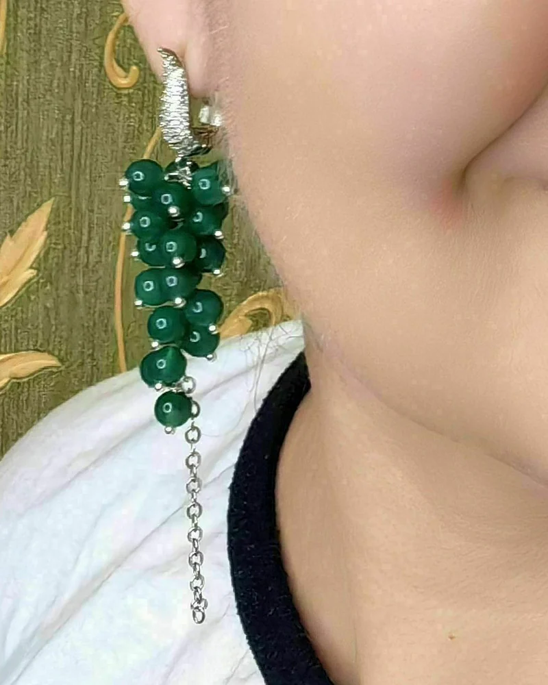 Серьги с зеленым ониксом