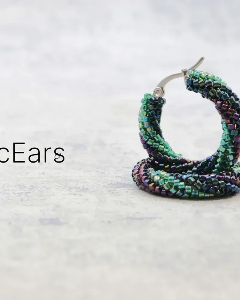 Серьги-кольца из бисера — Королева ночи