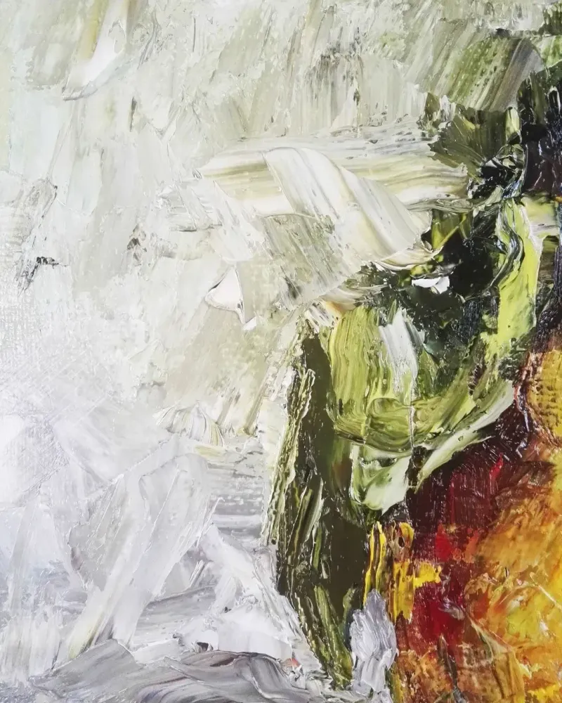 Ветка груши и птичка. Картина маслом 40×60 см — 40×60 см