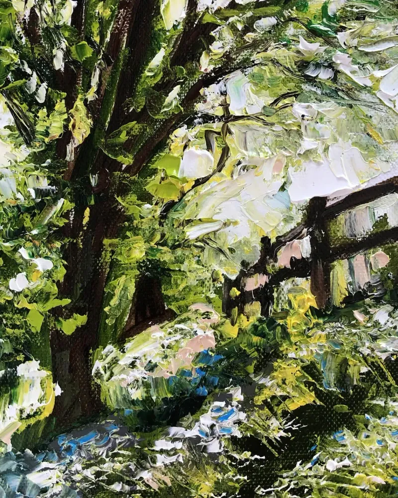 Деревня. Картина маслом 20×20 см — 20×20 см