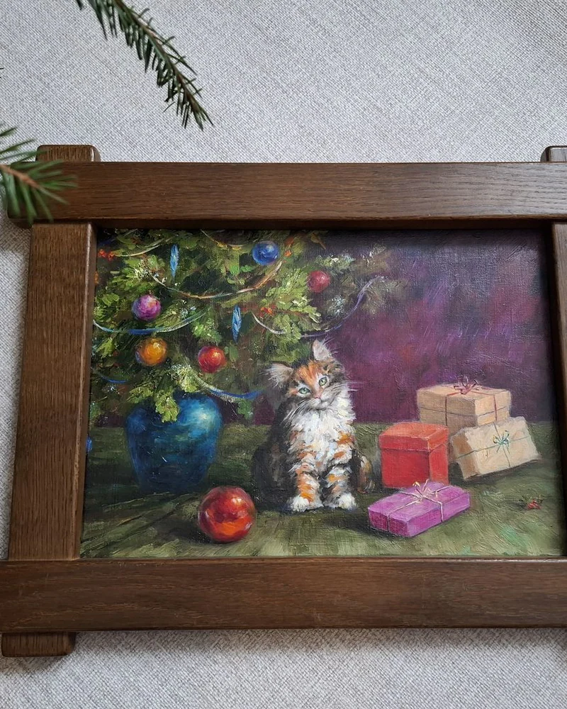 Новогодний подарок. Картина маслом