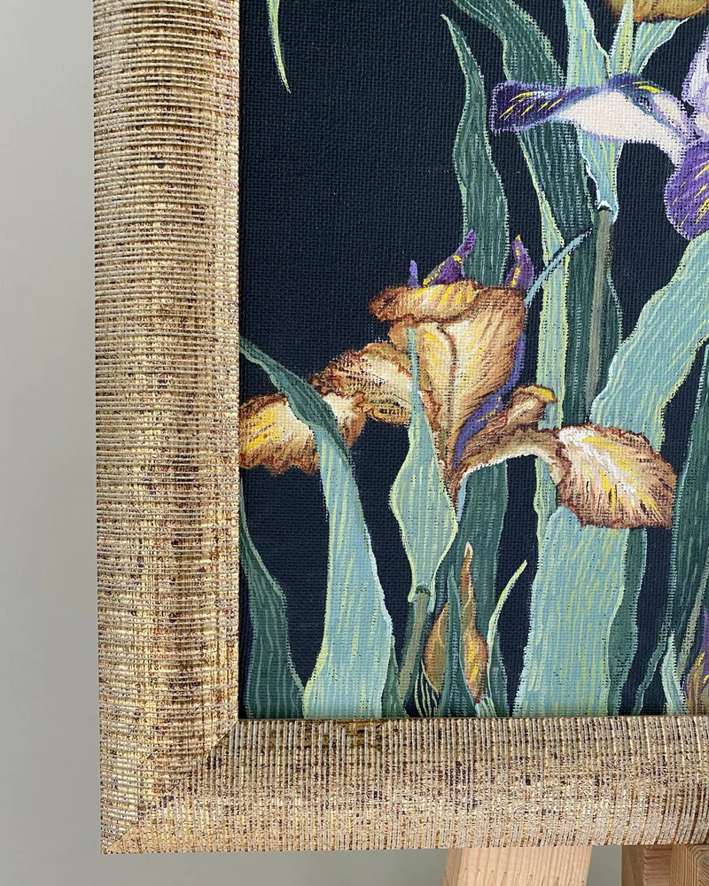 Картина маслом Цветы Ирисы. 36×47 см — Оригинал