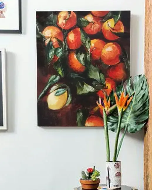 Мандарины и лимон. Картина маслом 40×50 см — 40×50 см