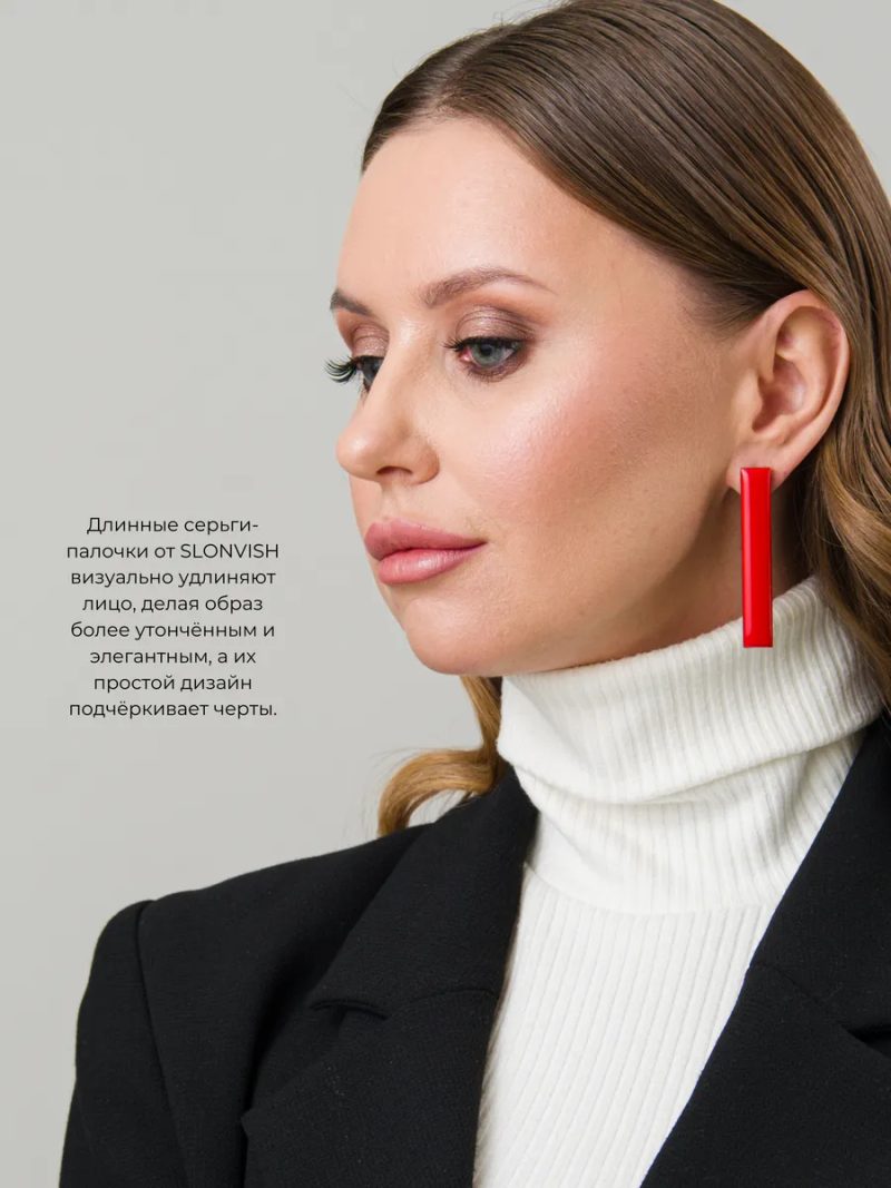 Серьги гвоздики круглые маленькие деревянные — красный