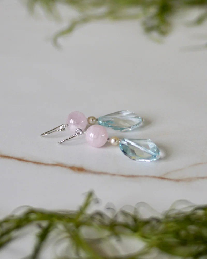 Серьги с мадагаскарским розовым кварцем — Розовый кварц