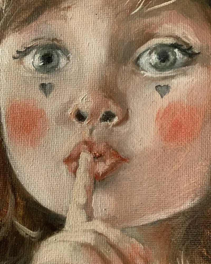 Маленькая клоунесса. Картина маслом 20×20 см — 20×20 см