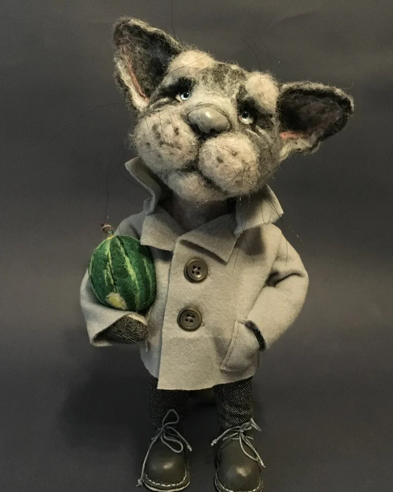 Кот Аркадий. Войлочная игрушка. Игрушка из шерсти