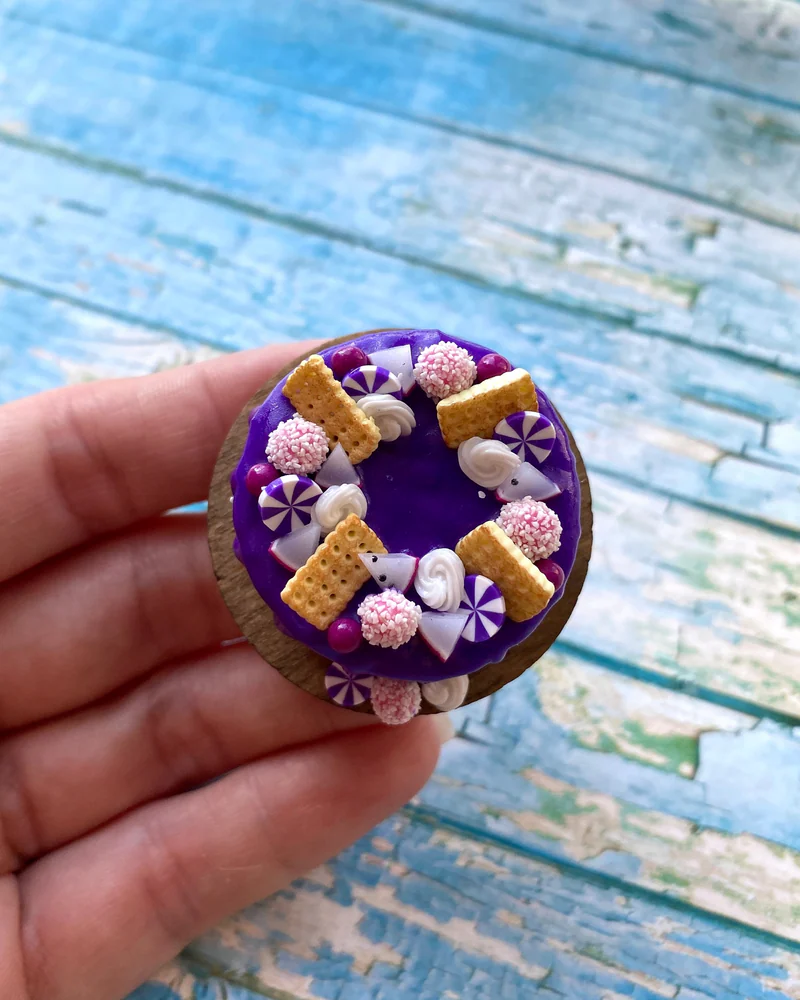 Кукольная Миниатюра Торт «Фиолетовая фантазия 💜»