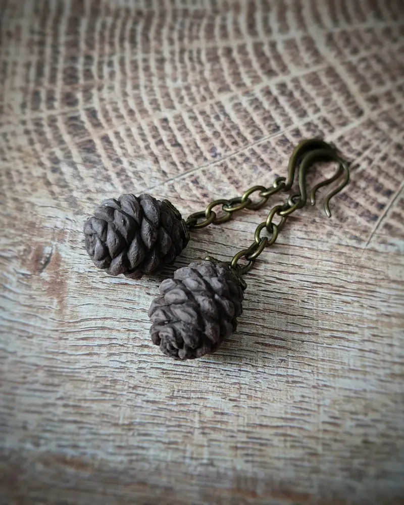 Серьги с шишками — Коричневый