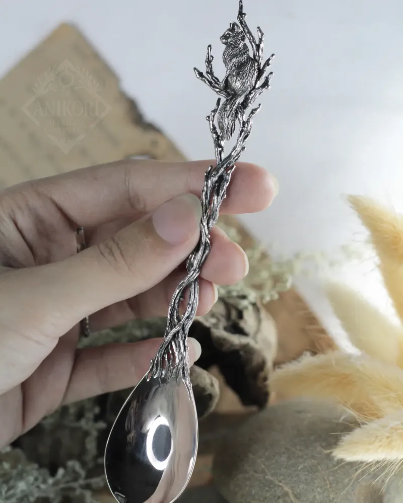 Серебряная чайная ложка «Котик»