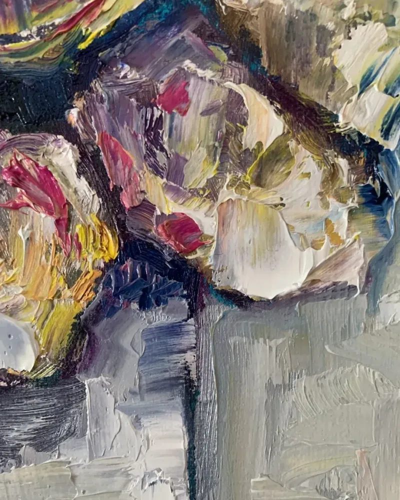 Цветы в вазе. Картина маслом 15×21 см — 15×21 см