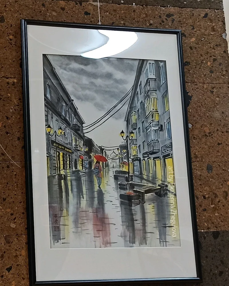 Картина На Соборном переулке, 50x70 дождь