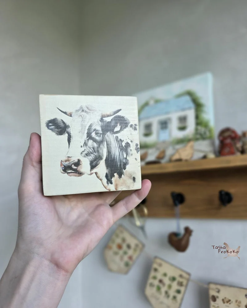 Мини-панно на дереве 10×10 см «Ферма» — Ферма