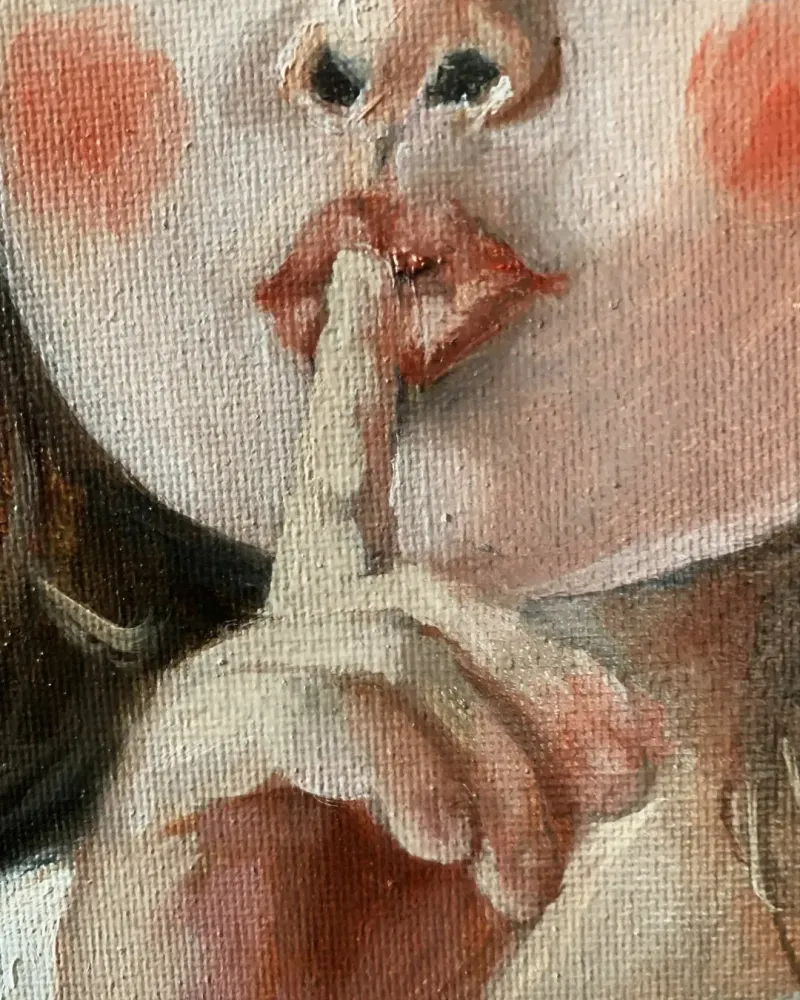 Маленькая клоунесса. Картина маслом 20×20 см — 20×20 см