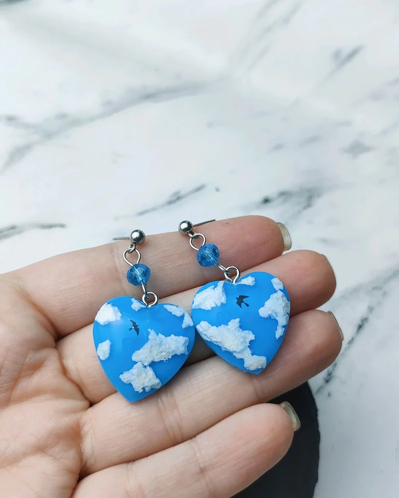 Серьги из эпоксидной смолы "Небеса"
