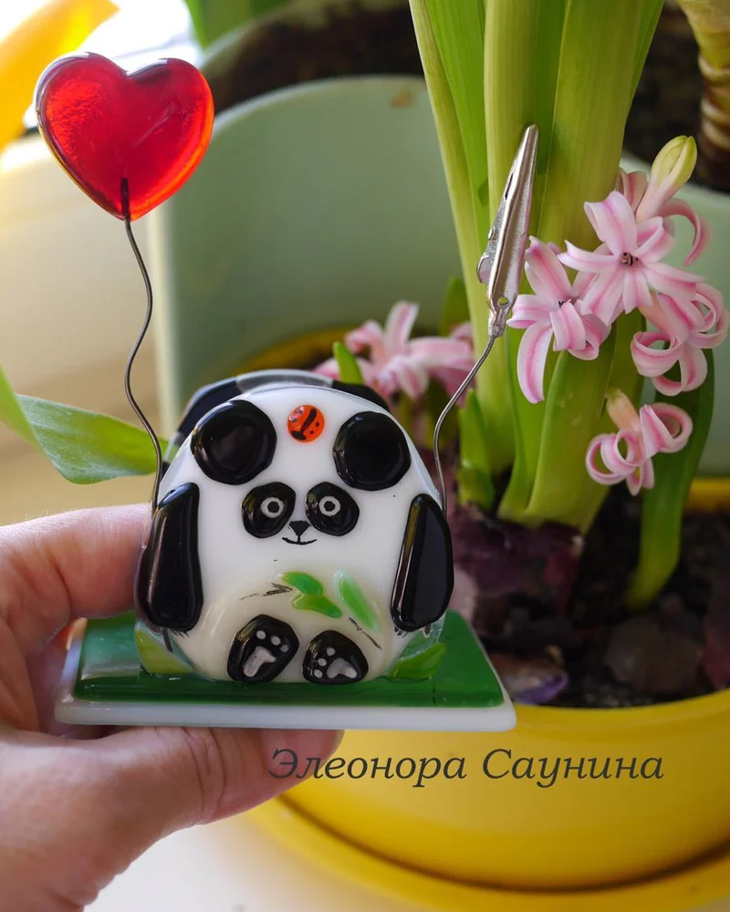 Визитница настольная с держателем для фото Панда