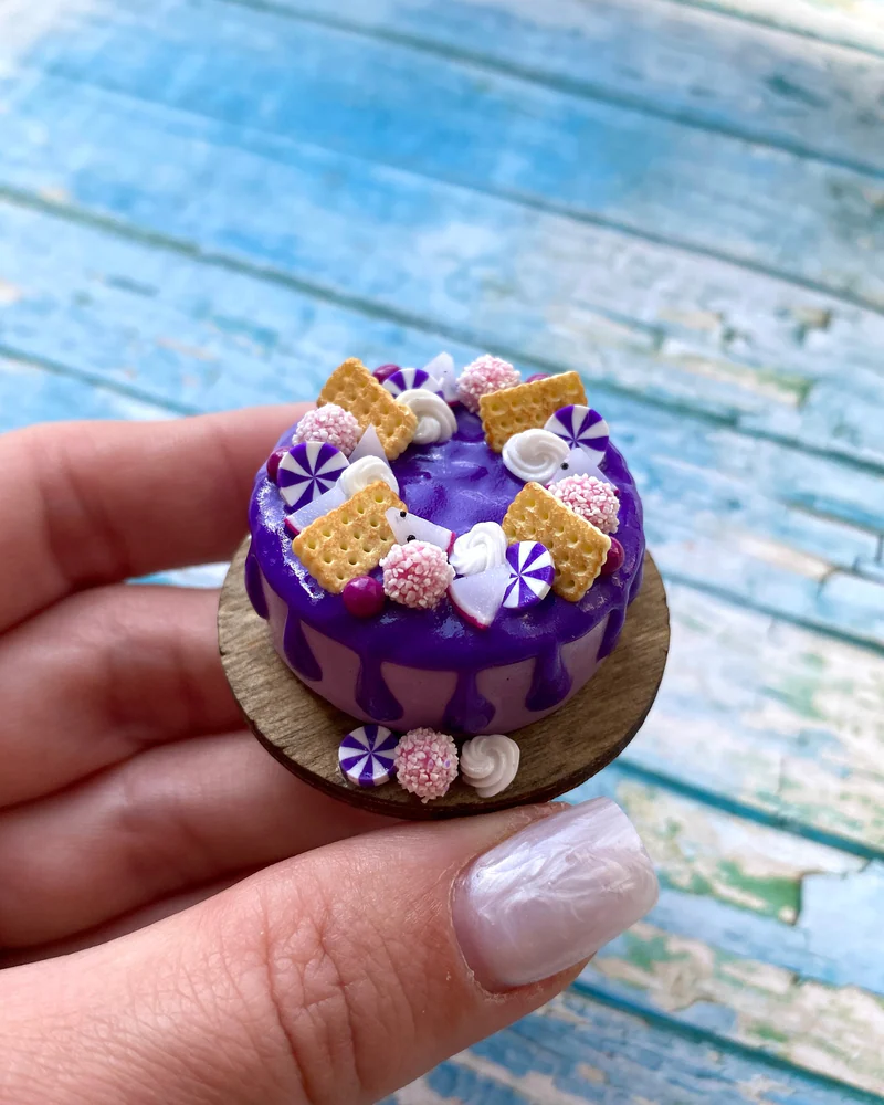 Кукольная Миниатюра Торт «Фиолетовая фантазия 💜»