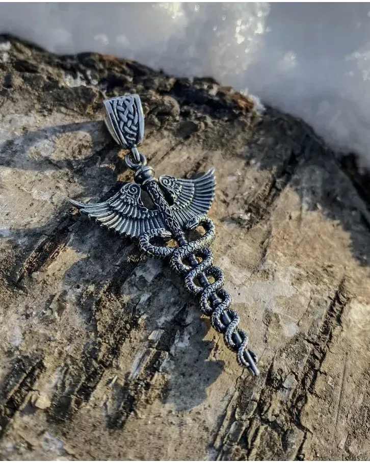 Кадуцей из серебра 925 — 5,20 см