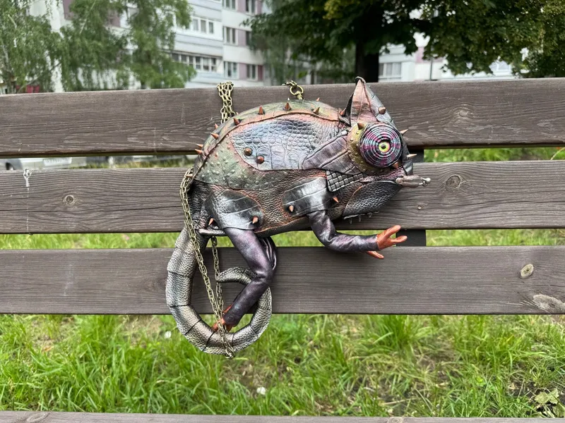 Сумка «Хамелеон» из натуральной кожи, серая