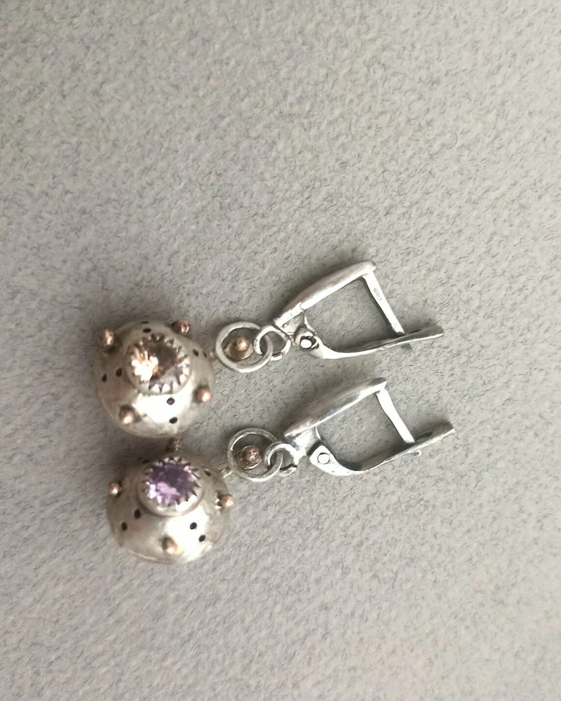 Серьги Шарики (сиреневые и жёлтые)