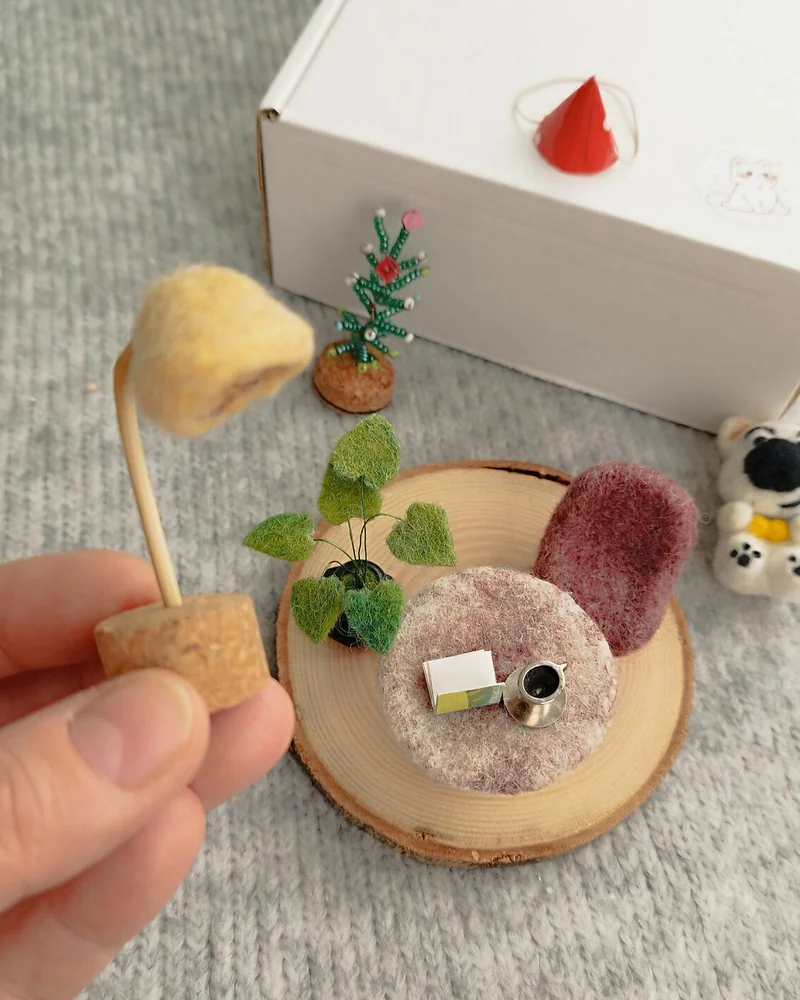 Белый мишка в домике, Миниатюрная кукольная комната