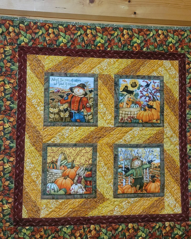 Лоскутное панно "Осеннее", декоративная салфетка