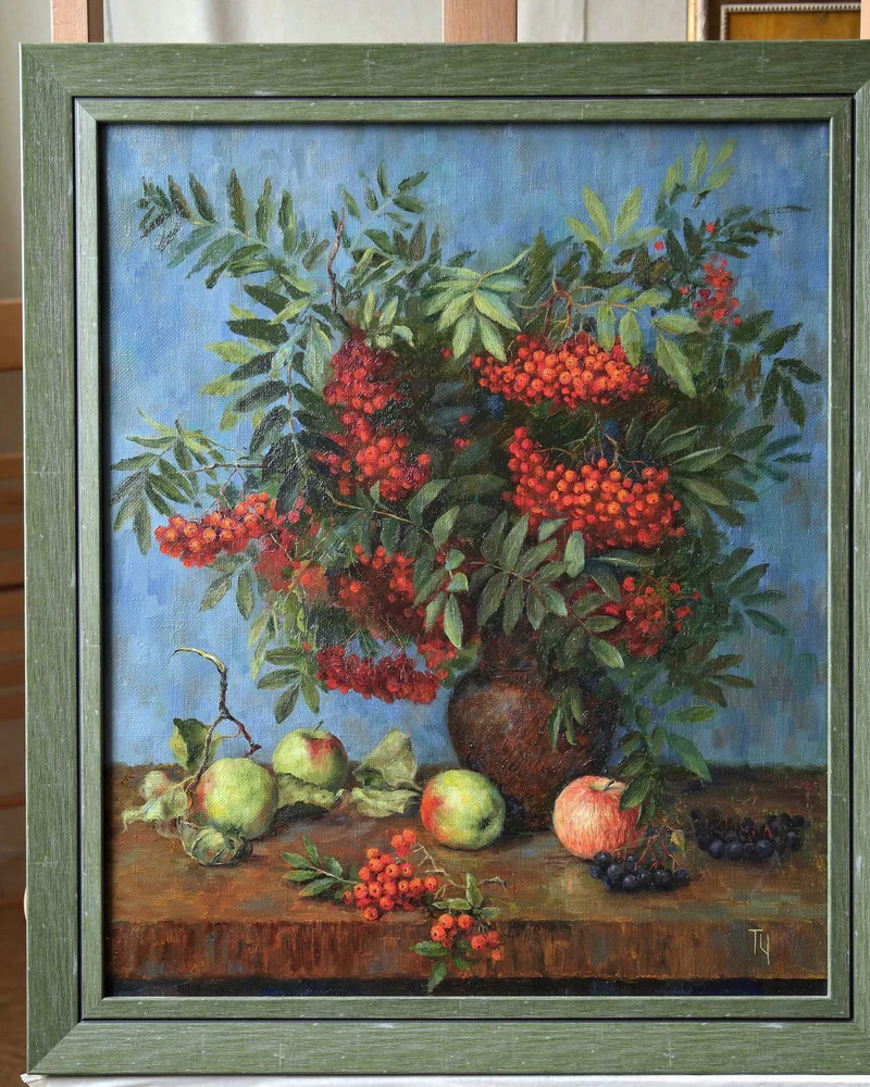 Натюрморт с рябиной. Холст, масло, 60х50 см