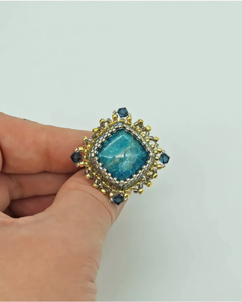 Кольцо с апатитом и Swarovski