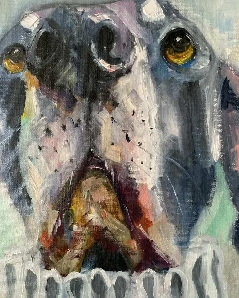 Портрет собаки. Картина маслом 30×30 см — 30×30 см