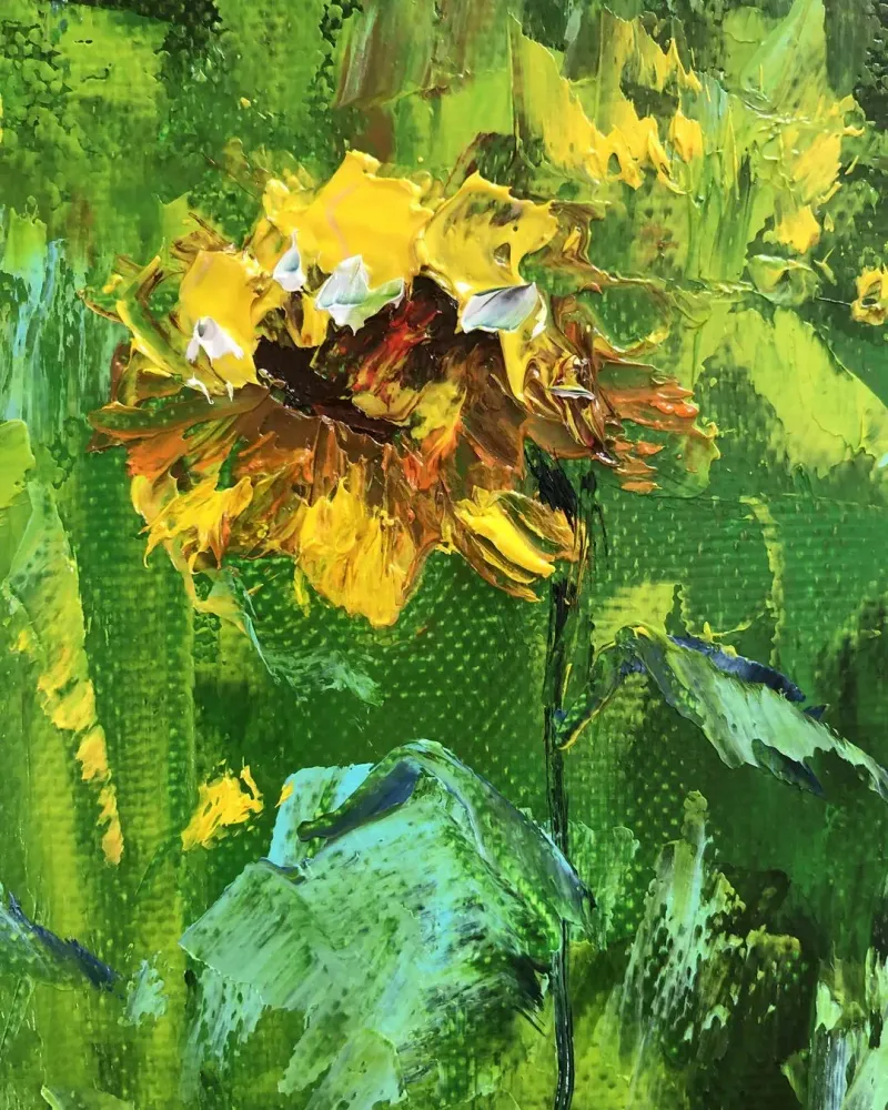 Подсолнухи. Картина маслом 20×20 см — 20×20 см