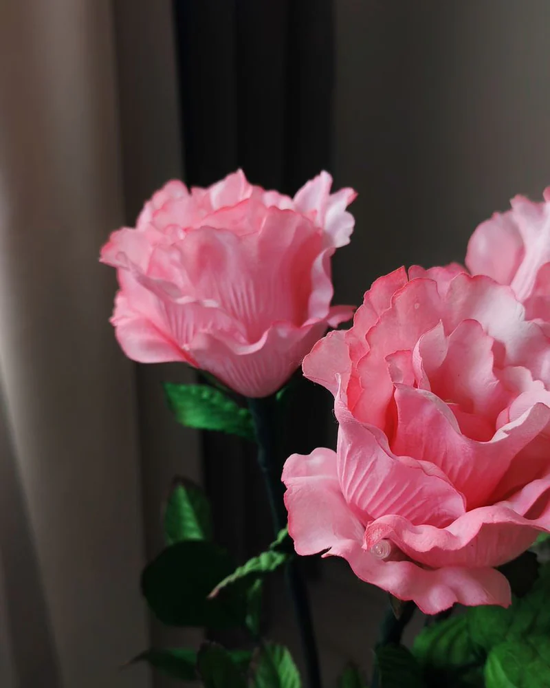 Букет-ночник из 3 роз «Pink», розовый