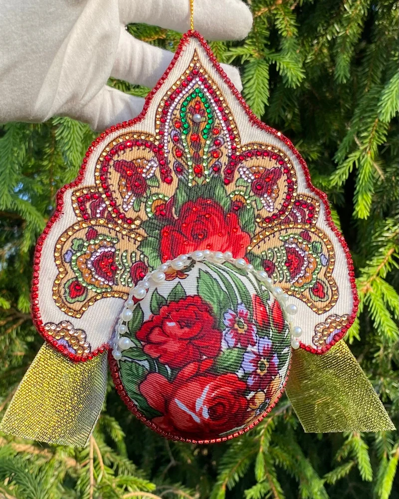 Ёлочная игрушка из коллекции Кокошники "Павловопосадский кокошник"