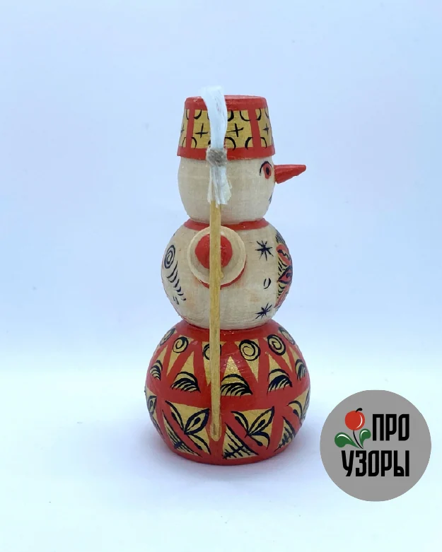 Фигурка «Снеговик» с мезенской росписью