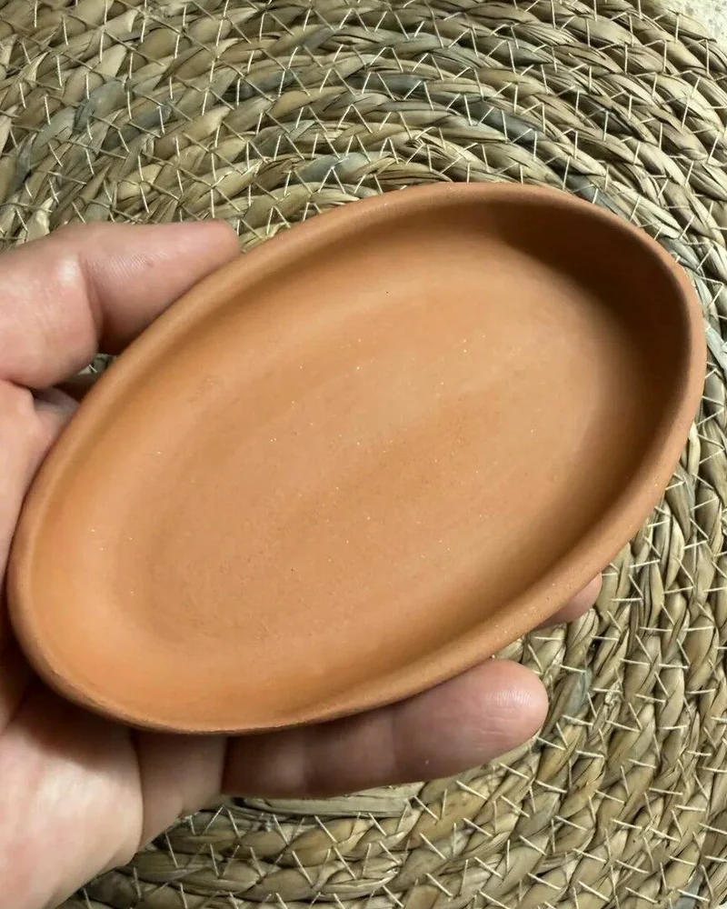 Овальный поднос, терракота, 14 × 8,5 см — керамика ручной работы