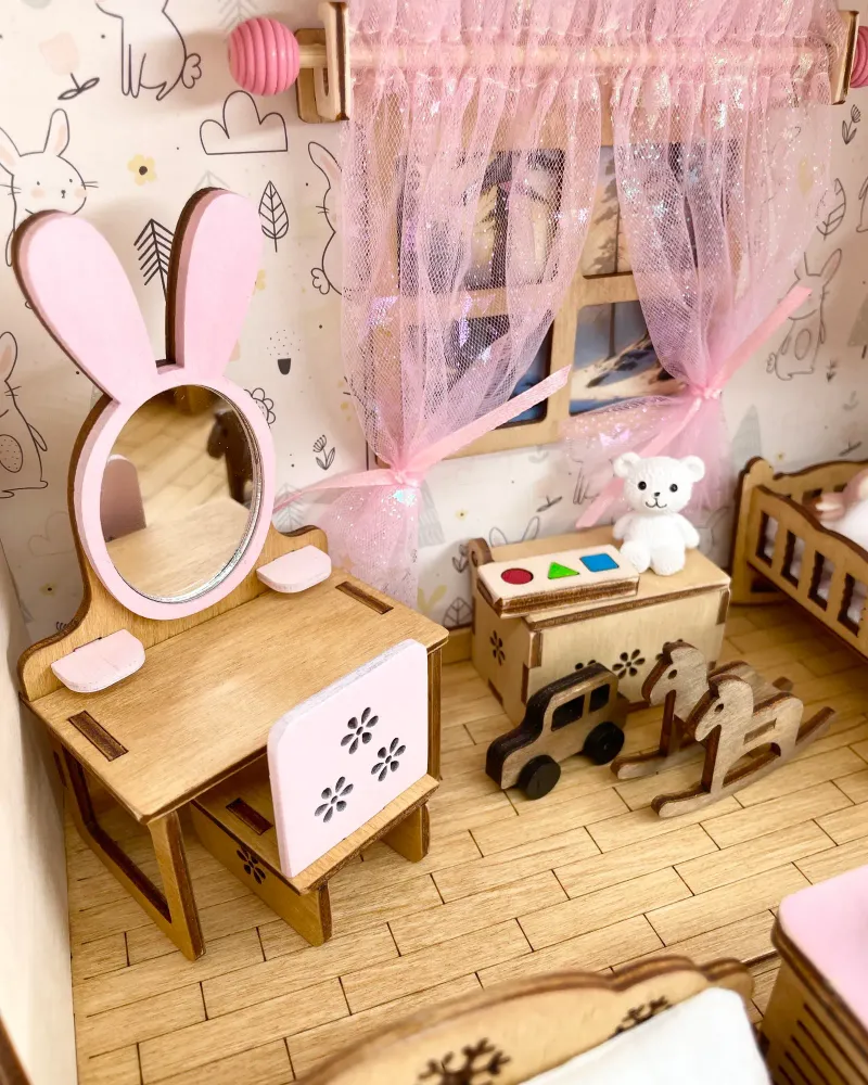 Домик-чемодан «Нежность» для кукол до 9 см — Розовый