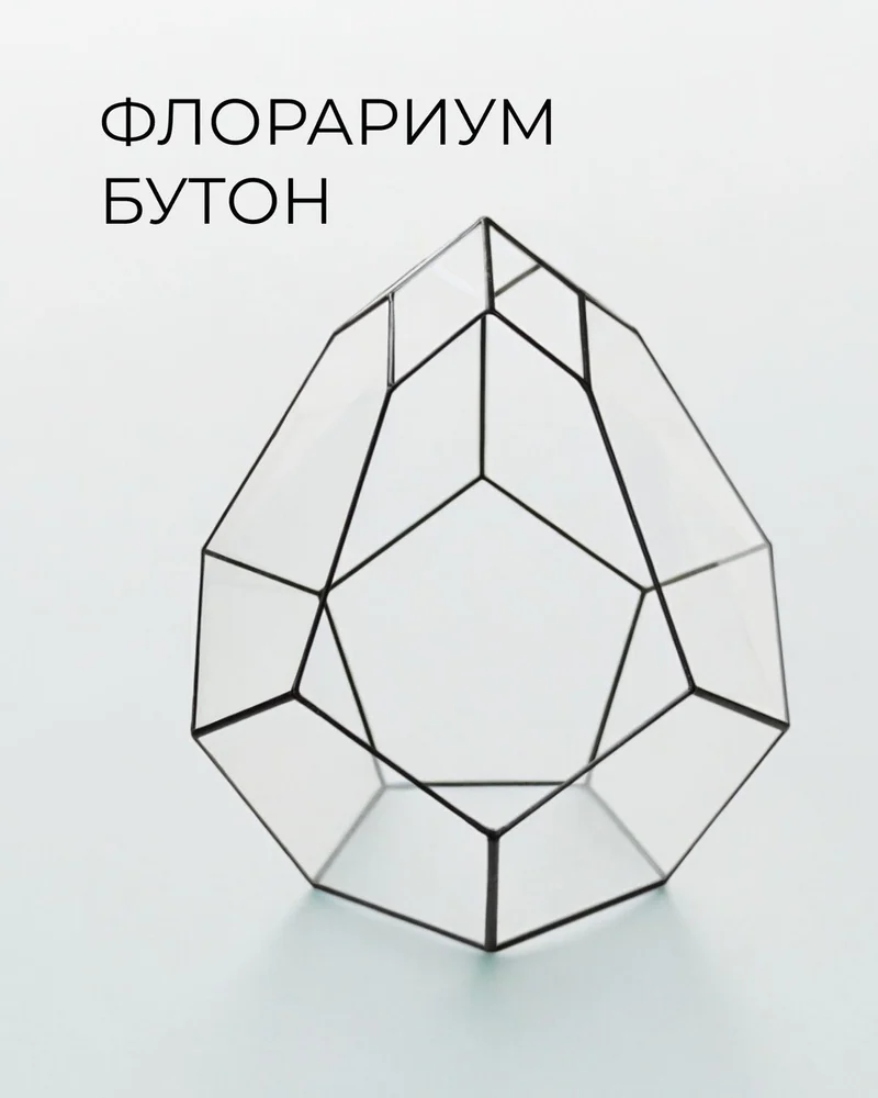 Стеклянный геометрический флорариум Бутон БОЛЬШОЙ — Основной