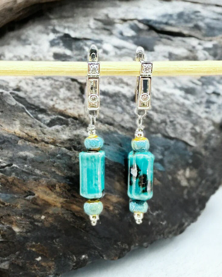 Серьги с керамикой Бирюза