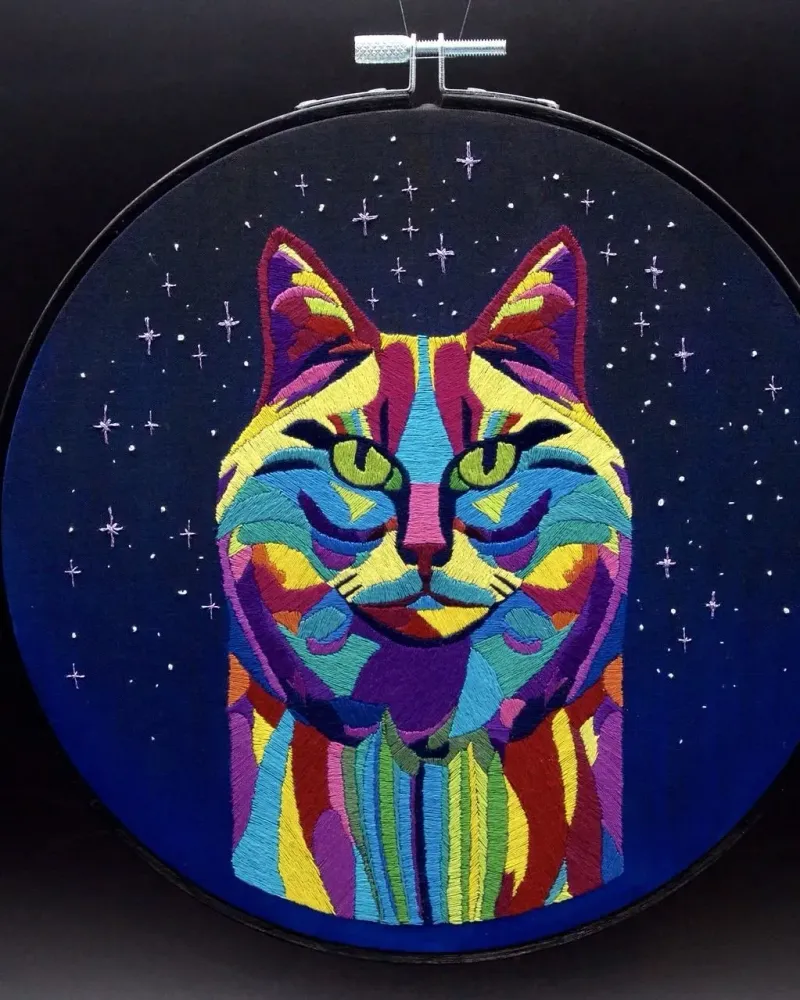 Вышитая картина «Космический Кот»