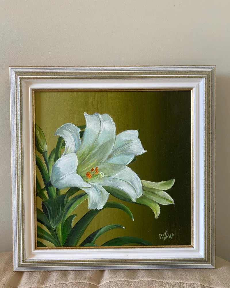 Картина маслом цветы -Лилия -31×31 см — Оригинал