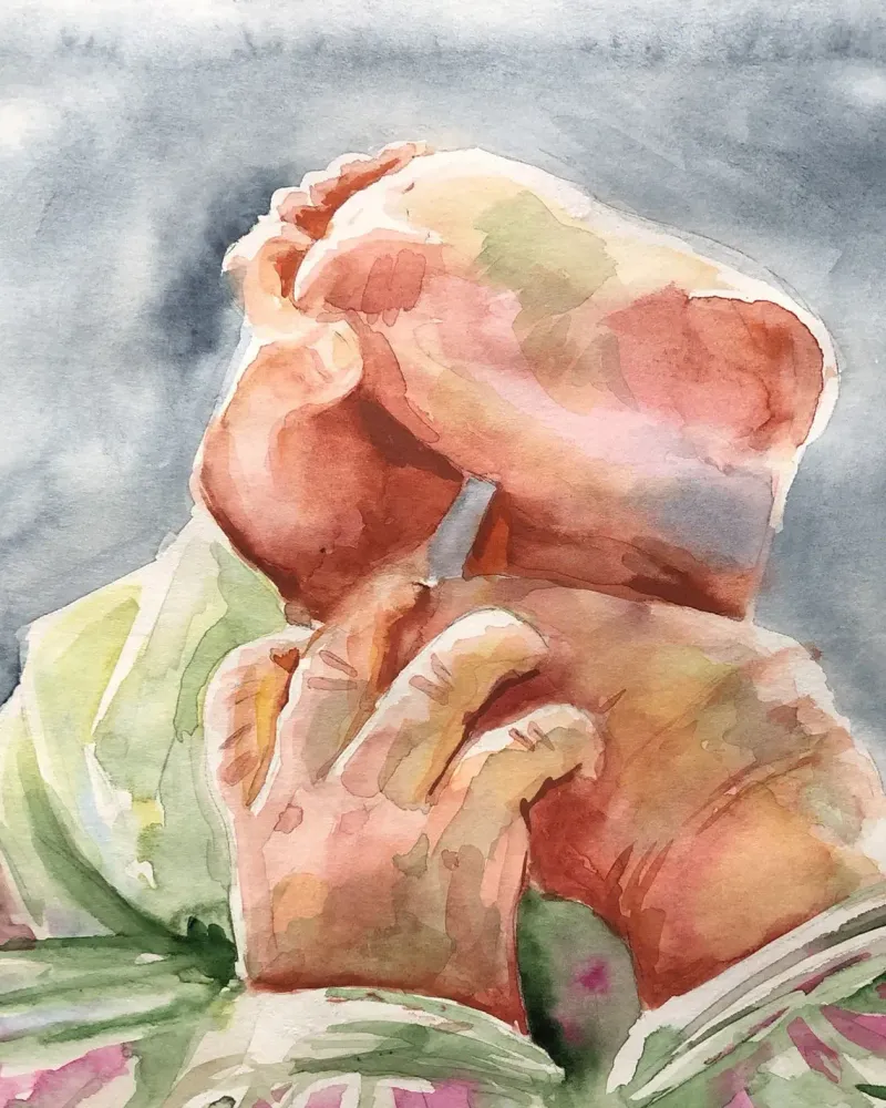 Малыш. Акварель 20×20 см — 20×20 см