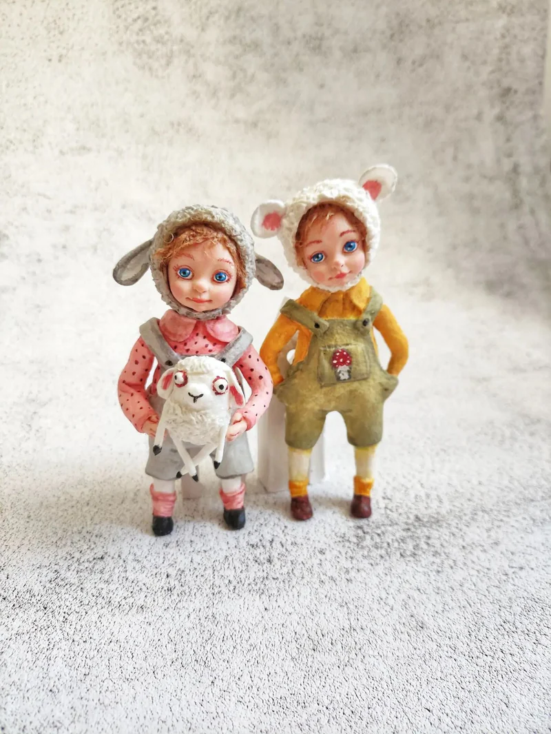 Ватные игрушки Мышка и Овечка, цена за 1