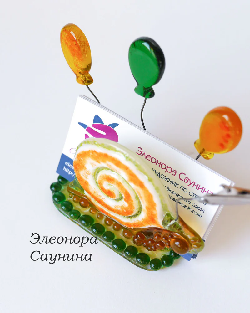 Визитница настольная с держателем для фото Улитка