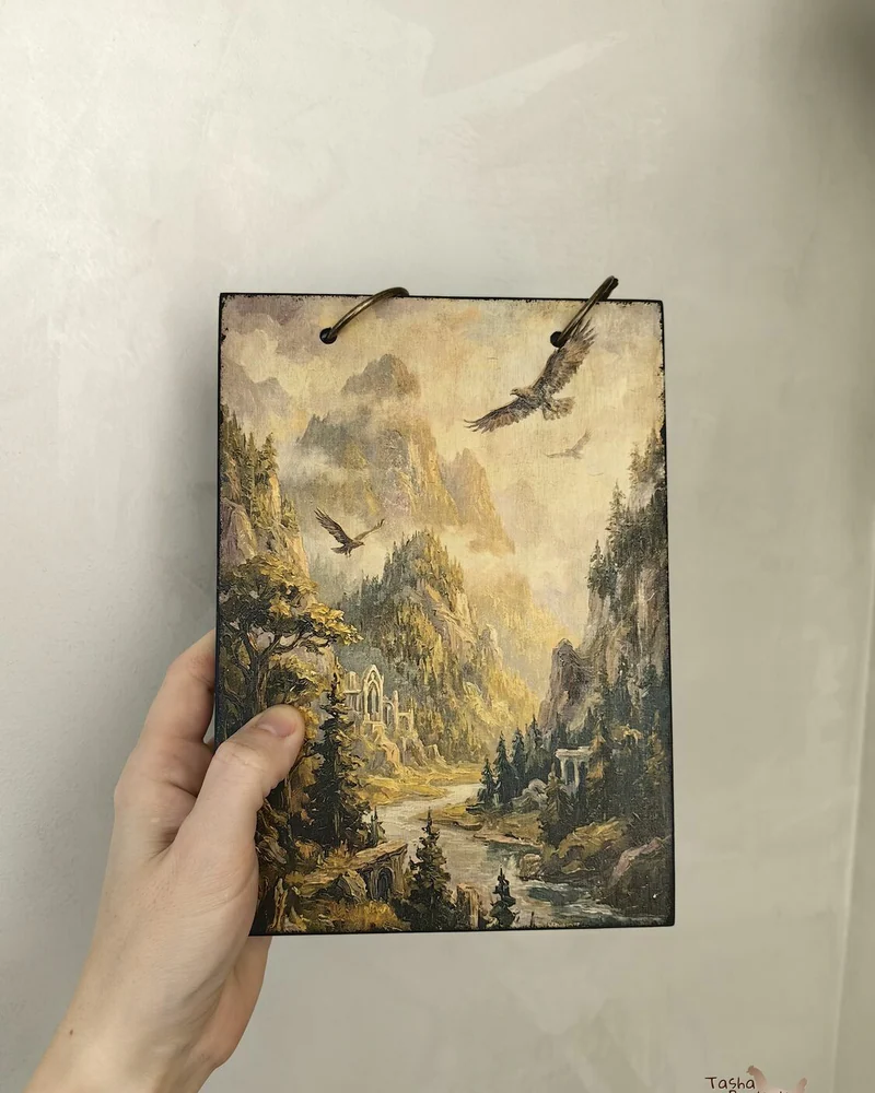 Деревянный скетчбук А5 на кольцах — Mountaines