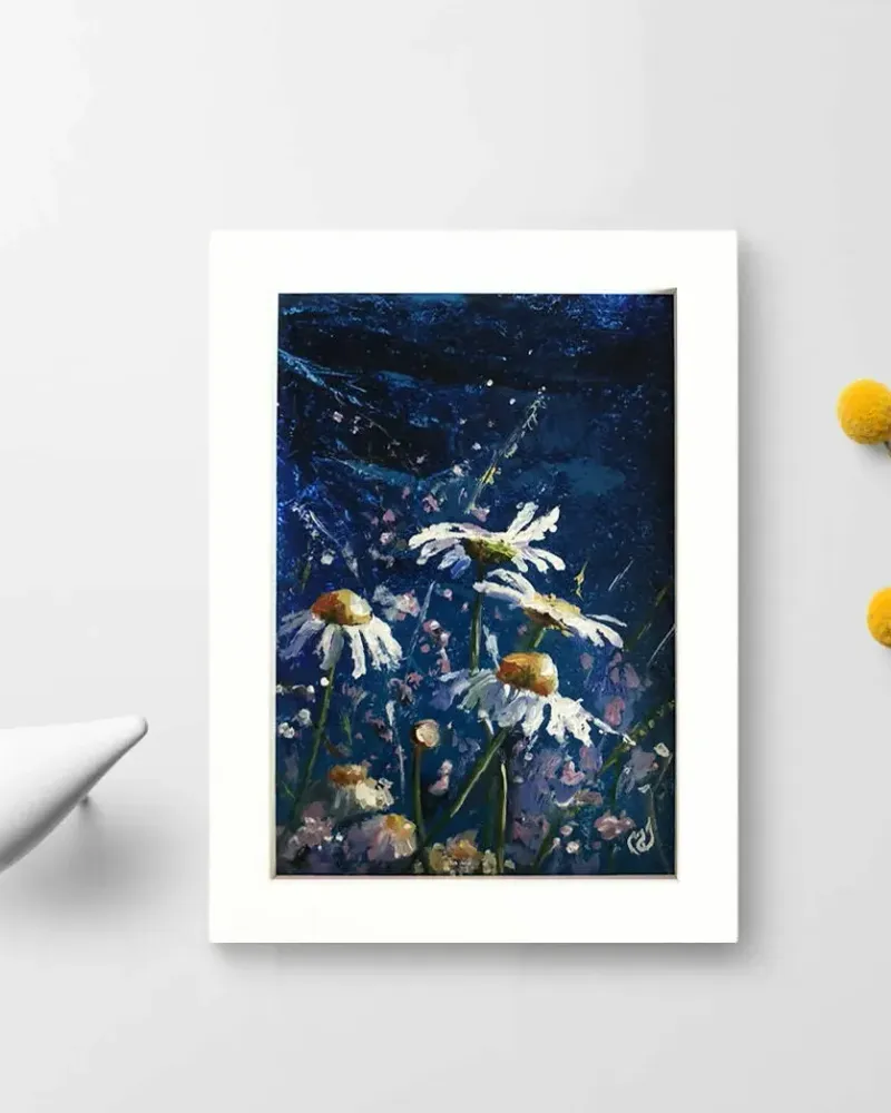 Ромашки. Картина маслом 12×17 см — 12×17 см
