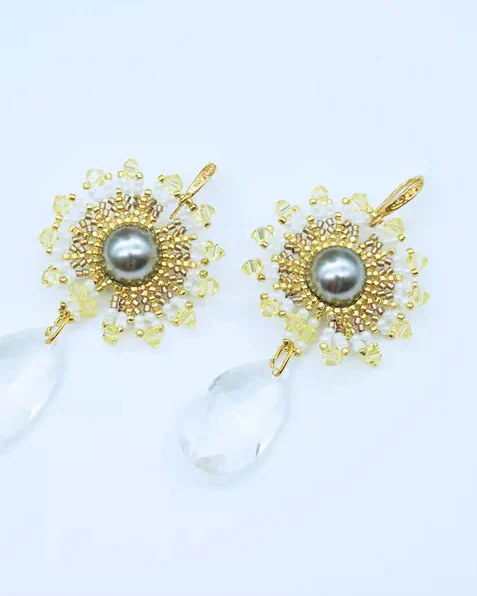 Серьги ажурные ручной работы со Swarovski