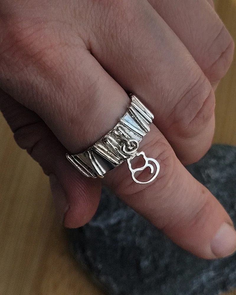 Кольцо серебряное 925 пробы — С подвеской