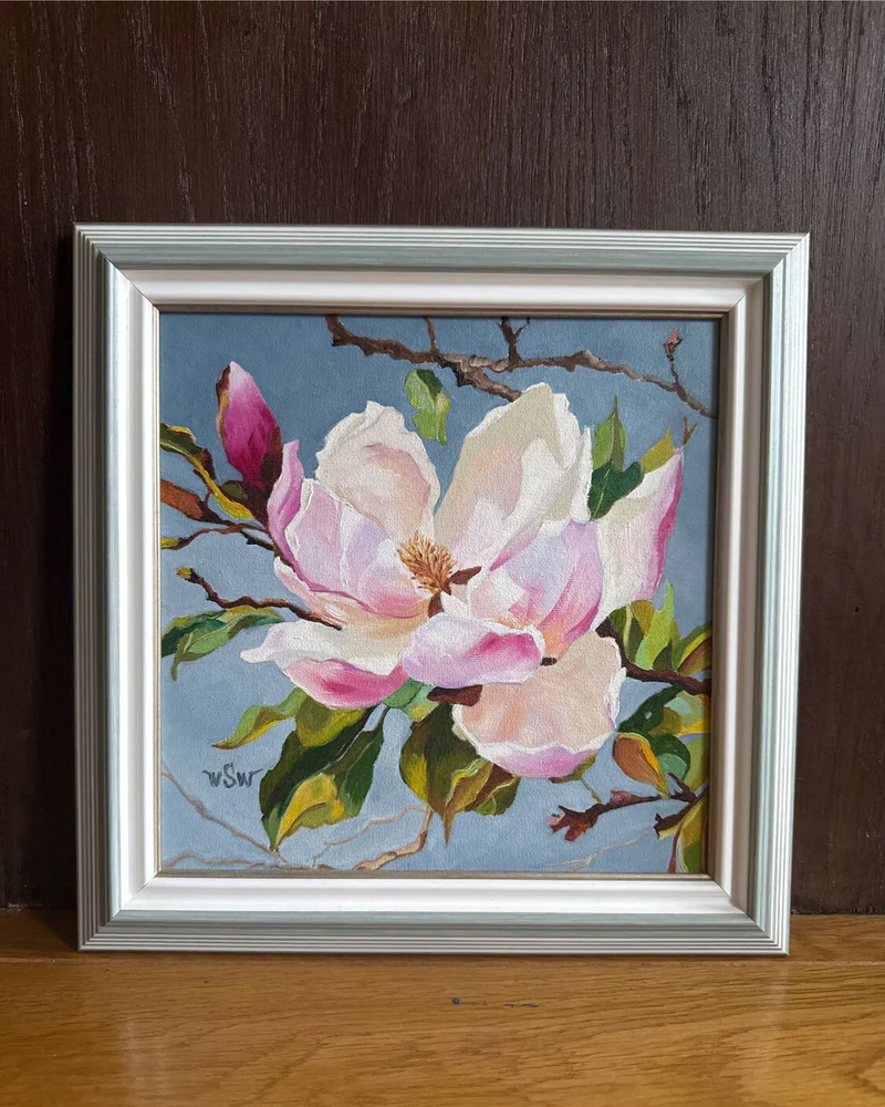 Картина маслом цветы «Магнолия» 31×31 см — Оригинал
