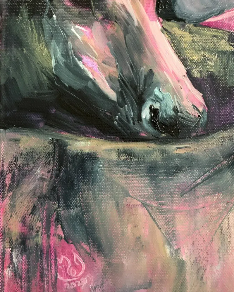 Лошади. Картина маслом 40×40 см — 40×40 см