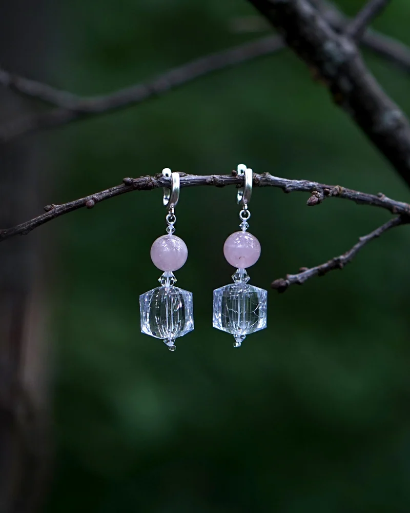 Серьги с розовым кварцем — Серьги с розовым кварцем